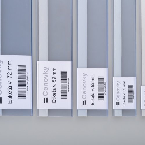 Regálové lišty CNL-EX1-transparentné – varianta s bielou penovou samolepiacou páskou (PPZ)