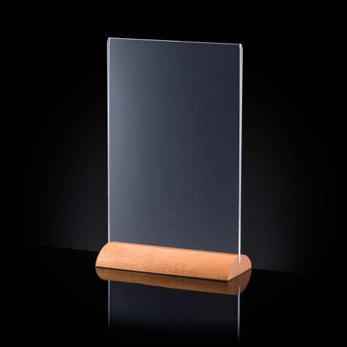 Plexi stojan s objednávkovým číslom AKR-S16-A5-V-TEAK