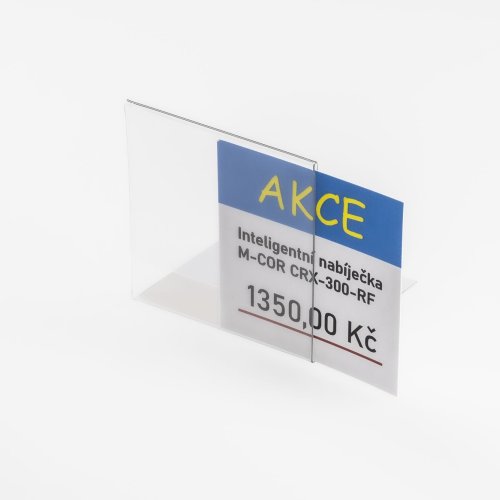 Stojan z priehľadného plastu na vloženie štítku s cenovkou - typ PVC-S2